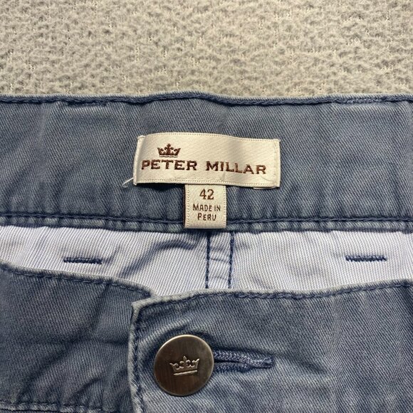 Peter Millar, Chino Pants Mens Size 42 Blue,Flat Front,Pima Cotton - Picture 3 of 12